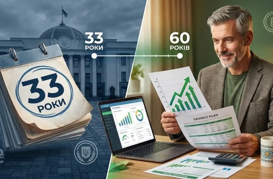 Новий пенсійний вік в Україні 2026: 33 роки страхового стажу для виходу на пенсію в 60 років
